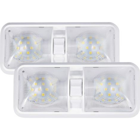 12V LED Interior Lights Camper Van Ceiling Light 12V 3.5W LED Natural White Light Dual Lights with Switch for Motorhome Caravan Boat 2 Pack (1/5)