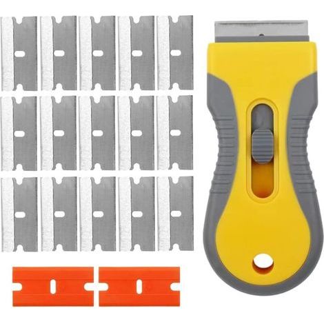 Set mit 18 kratzfreien Kunststoffschabern für Cerankochfelder, Metall- und Kunststoffklingen zur Reinigung von Böden und Glasflächen (1/5)
