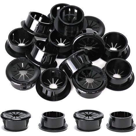 25 passe-câbles, clips de 19 mm de diamètre, passe-câbles ronds en nylon pour câbles de bureau, noirs (1/5)