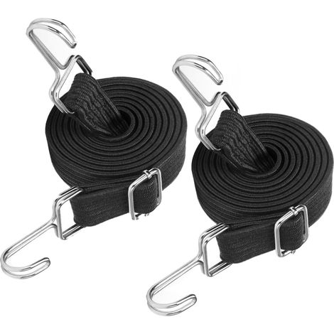 Lot de 2 tendeurs élastiques avec crochets, sangle élastique noire réglable, corde élastique robuste pour bagages (1 m/3,3 pi) (1/5)