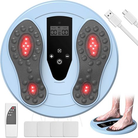 Stimulateur Circulatoire Rechargeable, Circulation Sanguine Jambes, Thérapie par lumière rouge + EMS + TENS, Double effet stimulant sur la circulation sanguine et apaisant sur la douleur, Bleu