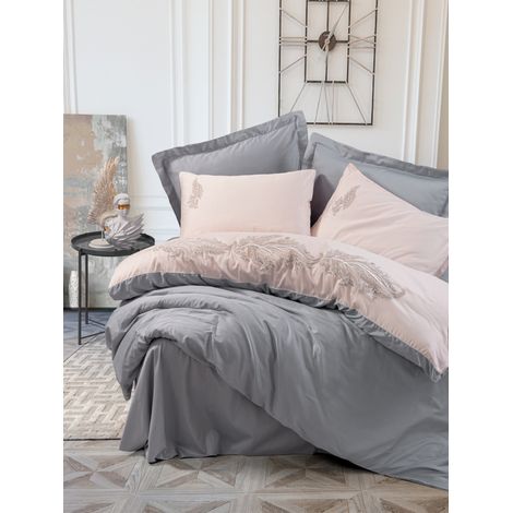 Funda nórdica, funda nórdica, ropa de cama Set 100% Algodón Gris Powder (1/2)