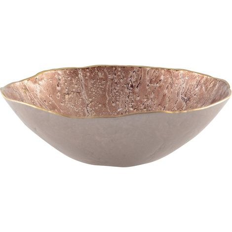 Bol à Soupe Rond en Verre Marron avec Bords Dorés 20 cm - Coupelle de Service Chic - PANGIVO (1/3)