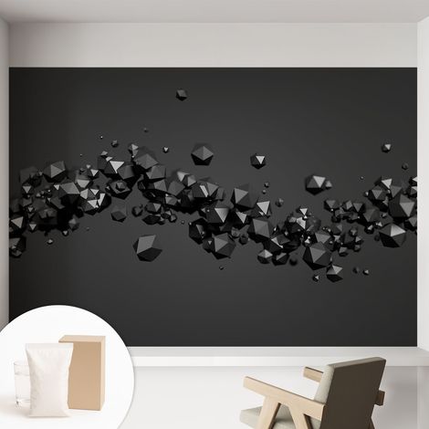 Papier peint intissé décoratif pour chambre et salon Design moderne à poser facilement - Colle incluse gratuite Solides noirs 152x104 cm (1/5)