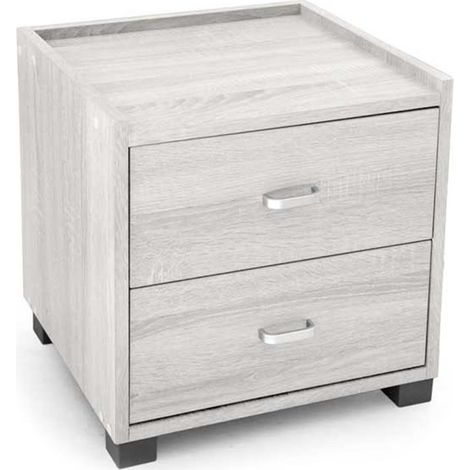 COMODINO CON 2 CASSETTI IN LEGNO NATURALE COLORE BIANCO LEGNO 43 X 40 X 44 CM