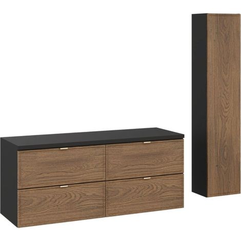 SAVIA Set: Waschtischunterschrank 120cm + Waschtischplatte + Hochschrank