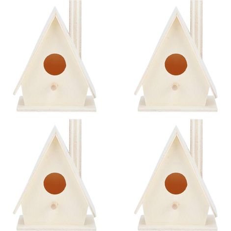Lot 4 maisons oiseaux bois – exquises – nids – cordes suspendues – balcon jardin décoration (1/5)