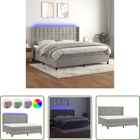 vidaXL Matelas ensaché - Sommier à lattes de lit matelas et LED Gris clair 200x200 cm (1/5)