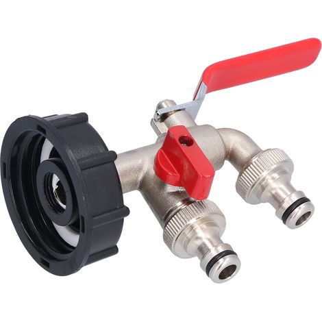 Adaptateur pour conteneur IBC, raccord double, tuyau de vidange en laiton, robinet, pièce de rechange pour robinet à double tête. (1/5)