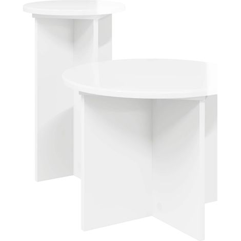 Beistelltisch-Set 2 pcs Hochglanz Weiß Holzwerkstoff vidaXL