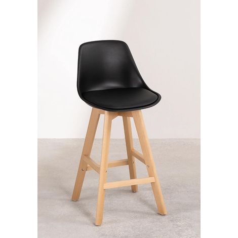 ORION91oficial® - NOVEDAD Taburete alto 65 cm en madera de haya, polipropileno y polipiel negra - spaziOrion91 - Pack x4 (1/5)