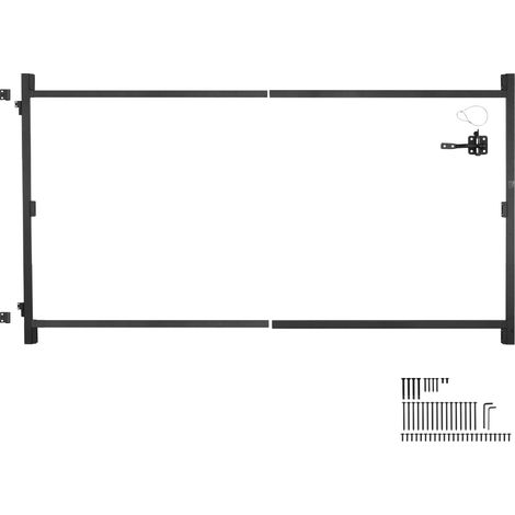 VEVOR Kit di Costruzione Cancello per Aperture Larghe 1524 a 2438 mm Recinzione Alta 1219,2 a 1524 mm Kit Telaio Cancello Completo Anti-Cedimento con Serratura a Scatto e Viti, per Recinzione in Legno