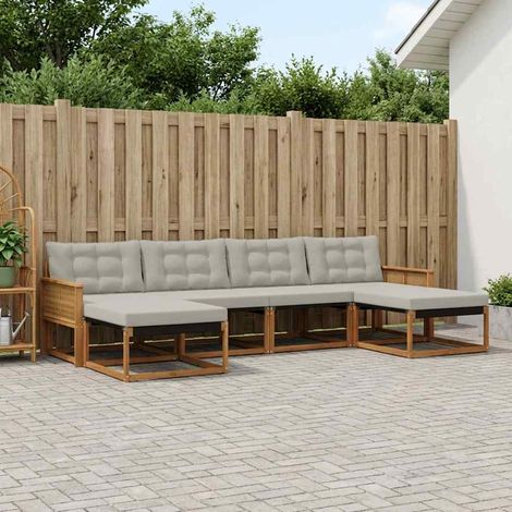 Teenpull – Outdoor-Sofagarnitur 6 Stk. Natürlich und Hellgrau (1/5)