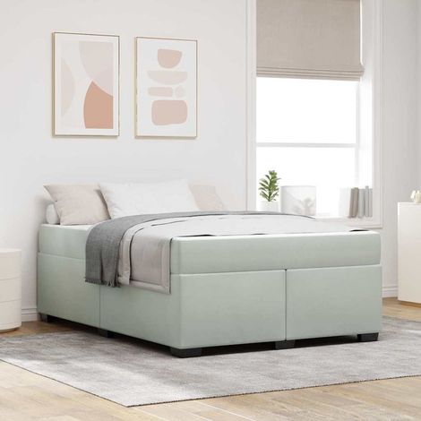 vidaXL Struttura letto con materasso Grigio chiaro 160 x 200 cm (1/5)