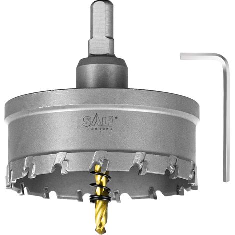 Scie-cloche en carbure de tungstène pour métaux durs, 80 mm, avec foret pilote plaqué titane pour métal, acier inoxydable, fer, bois, aluminium, plastiques - 80 mm (1/5)