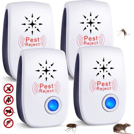 Répulsifs Antiparasitaires, 4 Pack Répulsif Ultrasonique Insectifuge Intérieur Electronic Ultrasonic Pest Repeller (1/4)