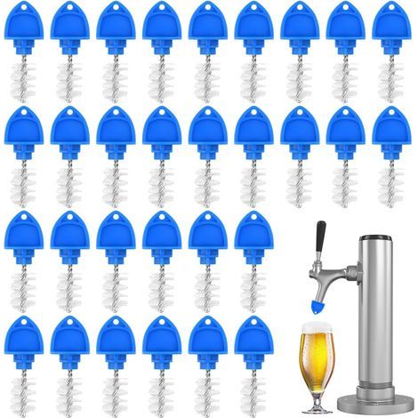 Set of 30 beer tap brushes, cleaning and protective brush for draft beer tap caps, blue - AquaForge (1/5)