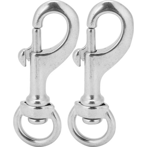 2 pièces Mousqueton rotatif 80mm en acier inoxydable 316 pour plongée, crochet à œillet pivotant à extrémité unique (1/5)