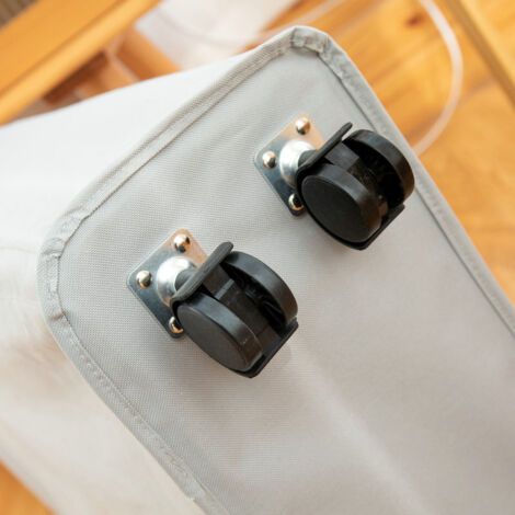 SABIR Panier à linge pliable en tissu Oxford, panier de rangement facile à installer avec poulies en maille gris clair (1/5)