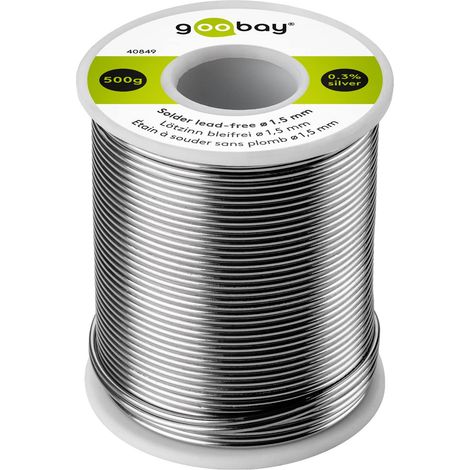 Stagno per saldatura senza piombo Goobay 40849, � 1,5 mm, 500 g, con percentuale di argento (Ag) dello 0,3% (1/4)