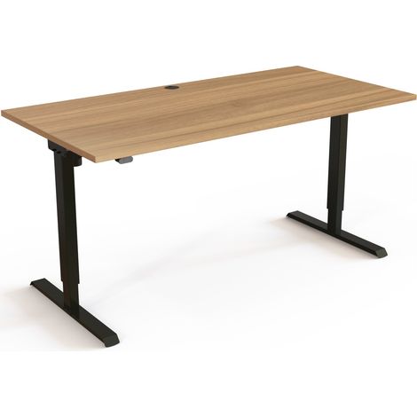 STIER Elektrisch höhenverstellbarer Schreibtisch 501-20 160 x 80cm Nussbaum Schwarz (1/3)