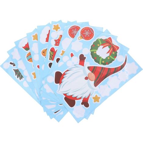Lot de 9 autocollants créatifs pour vitres en forme de poupées de Noël (couleurs assorties)-30X19.5X0.1CM