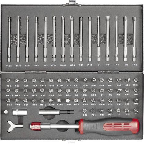 [GEBRAUCHT] B-Ware Toolcraft HT02183 820952 Bit-Set 75teilig Schlitz Innen-Sechskant Innen-TORX ...