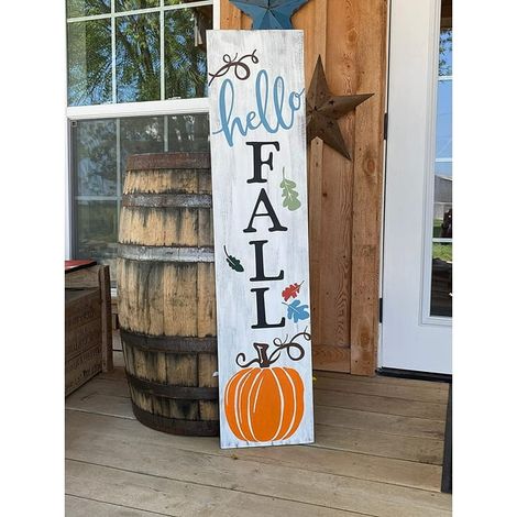 Panneau d'automne Porche Citrouille Décoration Halloween Panneau en Bois Vertical avec Citations 4x16 Pouces Décoration Murale Maison Lot de 1 (1/5)