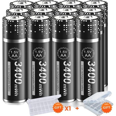 Batterie rechargeable, lithium-ion, capacité 1,5V, 12PCS AA (1/2)