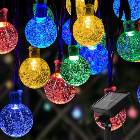 Guirlande Lumineuse Solaire Extérieur,50 LED 9.5M Étanche Guirlande Solaire pour Décorer Balcon, Jardin, Arbres,Anniversaire (Couleur) (1/4)