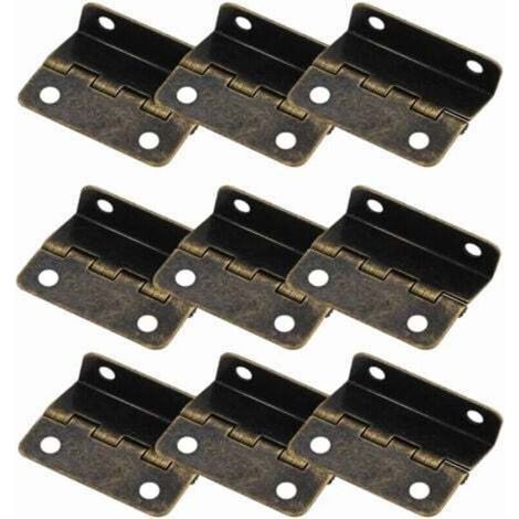 Charnières demi-encastrées pour portes et meubles – 9 pièces, finition bronze, système 3 volets rétro, montage décalé (1/5)