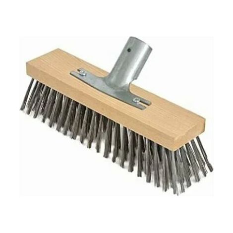Einteiliger Besen aus Stahl, Besen mit Metallstiel, Halter, Bürste, Besenkopf – Premium-Buche – 20 cm
