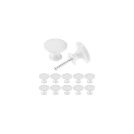 Set di 12 maniglie per mobili da cucina vintage chic, maniglie rotonde antiche per mobili da cucina 30 mm, bianche - Crezuo