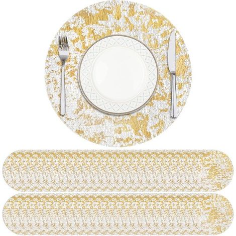 30 tovagliette rotonde con lamina argentata e tessuto a rete scintillante, ideali per tavoli da pranzo, matrimoni, feste e decorazioni. 33 cm x 33 cm (1/5)