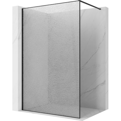 Mexen Kioto Duschwand Walk-in 100 x 200 cm, Crackle transparent 12 mm, schwarz - 800-100-101-70-04-X (1/5)