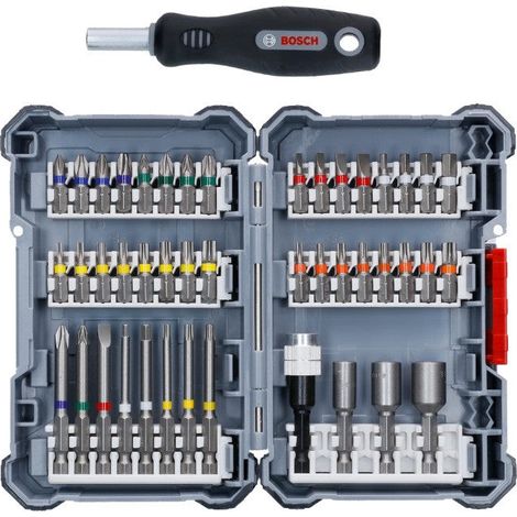 Bosch – Jeu de 45 embouts de vissage 2607017693 – Longueur 25-65 mm – Acier S2 – Pour vis cruciformes, Pozidriv, Torx – Support universel Quick Release (1/8)
