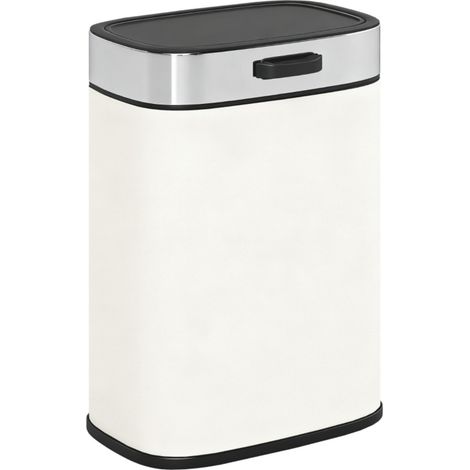 Poubelle de cuisine-Design mural ou posable-5L-Acier inoxydable-Blanc crème-21,5x19,5x42cm (1/5)