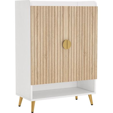Scarpiera in legno e metallo bianco 75 x 37 x 110 cm con 7 livelli (1/5)