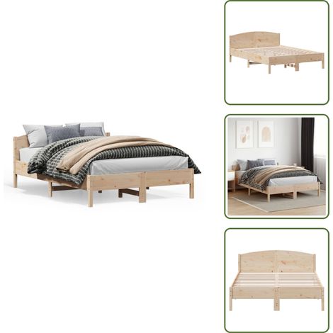 The Living Store Massivholzbett ohne Matratze 140x200 cm Kiefernholz - Holzbett - Kiefernholzbett - Doppelbett - Massivholzbette - Lattenrost