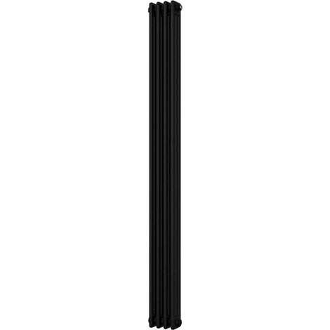 Alpha - Black Vertical Column Radiator H1800mm x W198mm 3 Column - Feet Included (1/3)