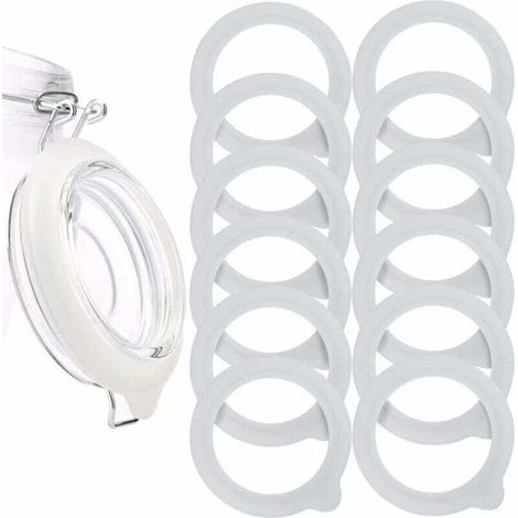 12 Pièces Remplacement de Joints de Bocal en Silicone, Joints d'étanchéité en Silicone étanche à l'air Pour Couvercle de Bocal Mason, Bocaux en Verre à large Ouverture