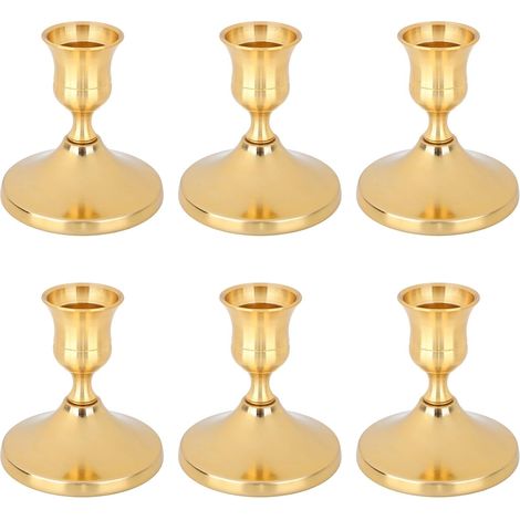 6pcs Bougeoirs Coniques Laiton Doré, Style Vintage Bougeoirs Décoratifs Métal Centre de Table Decor Décoration d'Intérieur pour Mariage Dîner Fête Noël Cheminée (1/5)