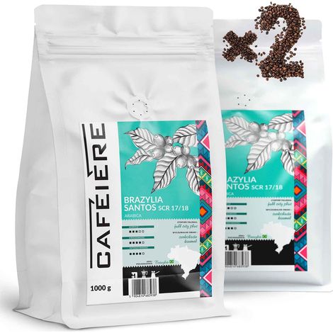 Brasilianische Santos-Kaffeebohnen, 1 kg x 2, frisch gerösteter Arabica, 100 % Kaffeesorte (1/5)