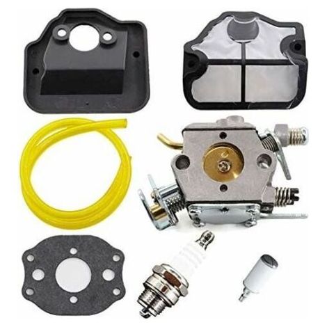 Ersatzvergaser für Husqvarna 36, 41, 136, 137, 141, 142 Kettensägen, inklusive Zündkerze und Luftfilter-Set, ersetzt Nummern 530071987, 530035482, 530029811.