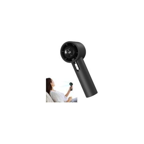 Wiederaufladbarer Handventilator – Kleiner Handventilator – Leistungsstarker Ventilator mit Digitalanzeige – Leises Kühlgerät – 3 Geschwindigkeitsstufen – Schwarz (1/5)