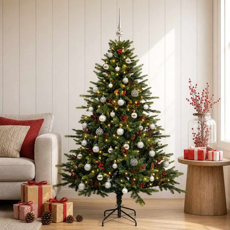 vidaXL Artificial Christmas Tree with Bauble 120 cm 150 LEDs (1/5)