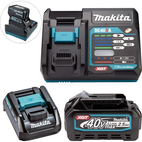 Makita BL4025 40V Max XGT 2.5AH Battery + DC40RA Fast Charger + 18v LXT Adaptor