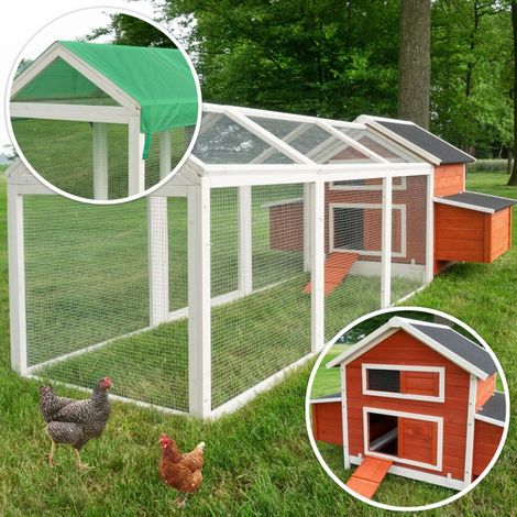 Poulailler en bois pour jardin extérieure Cage Canard avec Nichoir Modèle: 158 Betty rouge 301x171x113cm(LxlxH)AVEC extension (1/5)