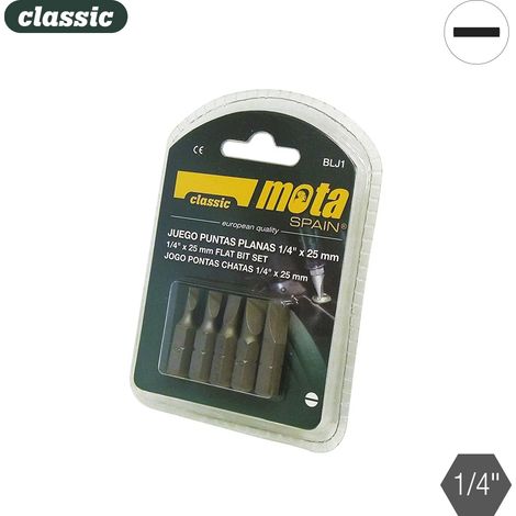 Set punte piatte 1/4" 5 unità x 25mm blj1 MOTA