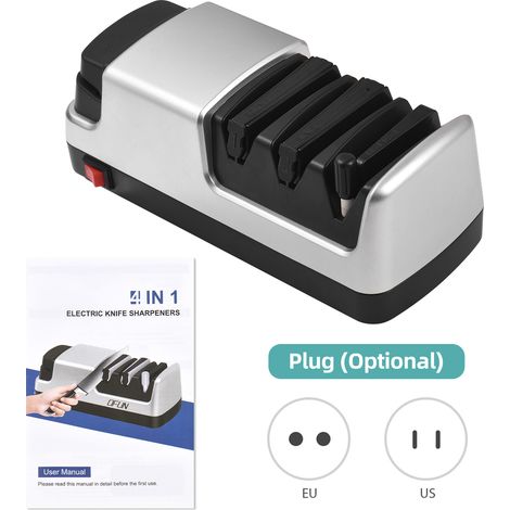 Aiguiseur électrique 4 en 1 pour couteaux de cuisine, avec abrasifs diamantés pour l'affûtage et le polissage des couteaux de cuisine à lame lisse, des couteaux en céramique et des ciseaux
